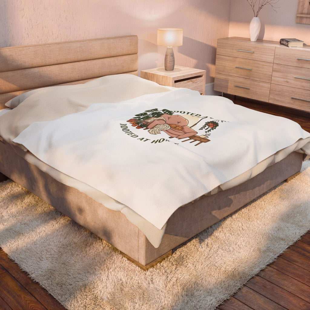 Rooted at Home Velveteen Plush Blanket | homebody, nesting hygge aesthetic